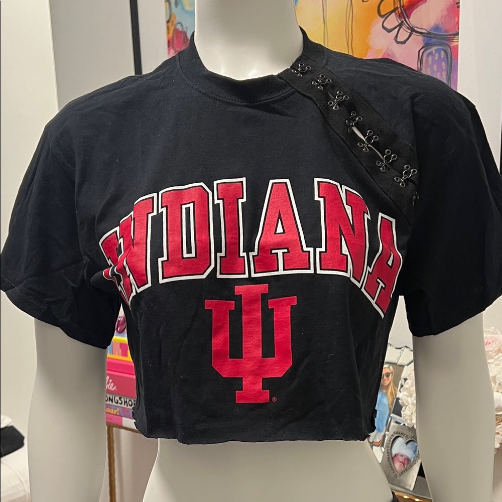 Indiana University Black Custom Crop Top Never Worn. Size Medium